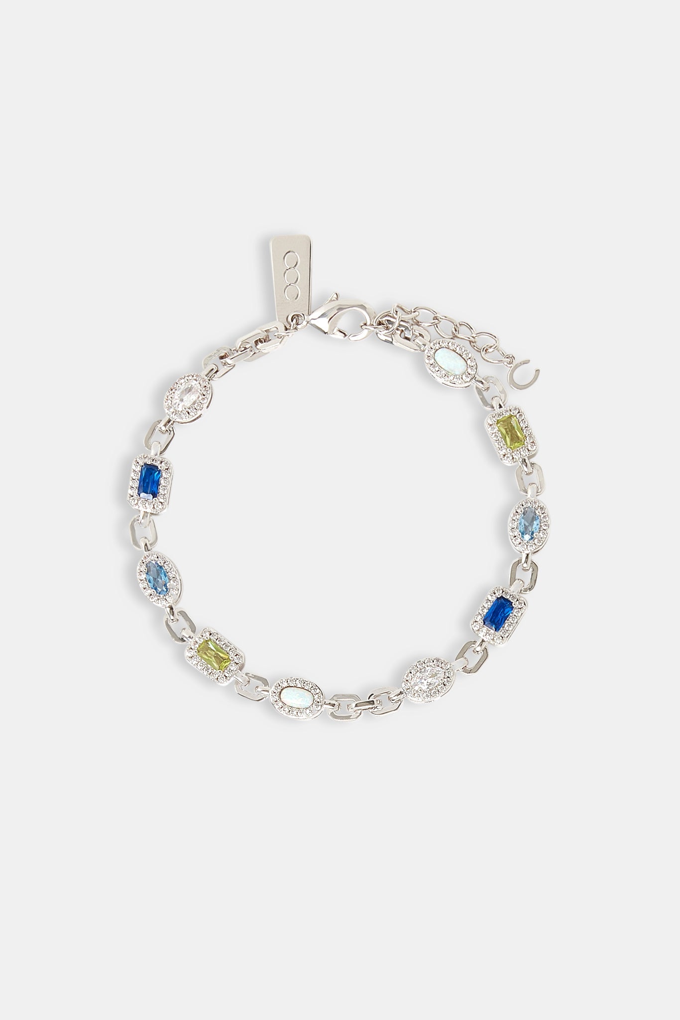 Iced Mixed Gemstone & Opal Link Bracelet - 6mm